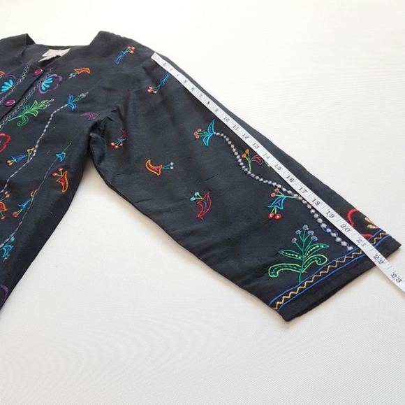 Vintage Silk Blend Embroidered Floral Jacket - Picture 7 of 7